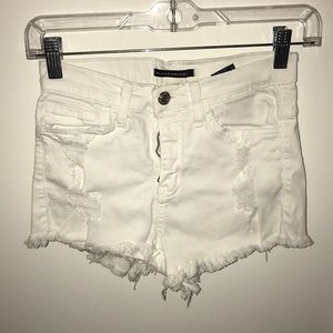 White stretch denim shorts
